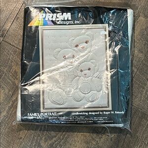 Vintage‎ NOS 1983 Prism Designs Family Portrait Bears Candlewicking Kit 11"x14"
